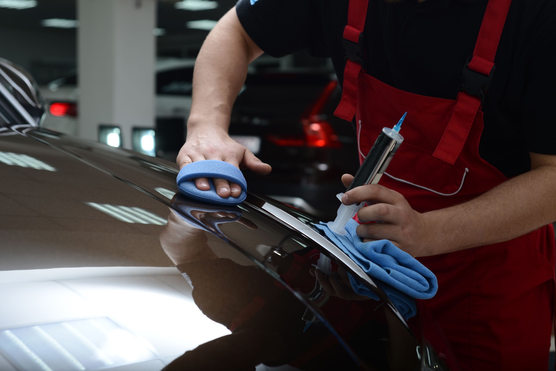 Car detailing concept. Auto cleaning and polish.